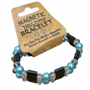 Magnetic Hematite Bracelet with Blue and Black Beads